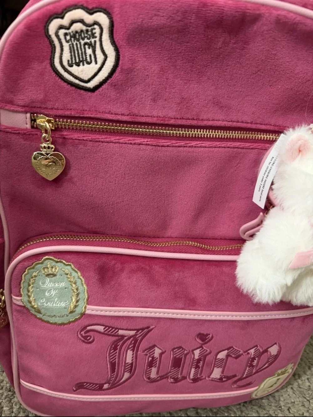 NWT 2026 Juicy Couture Study In Style Velour Backpack Bear Set Pink